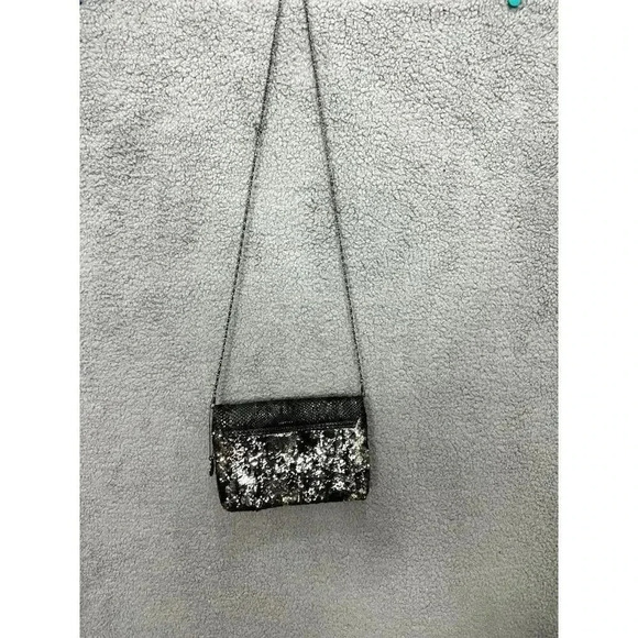 Big Buddha Faux Snake Skin sequin Clutch Purse black Shoulder Chain Strap y2k - Picture 7 of 9